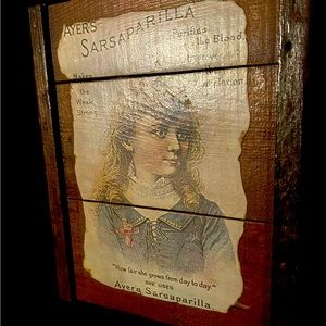 Vintage Wooden Wall Hanging Art Décor Modern Ayers Sarsaparilla